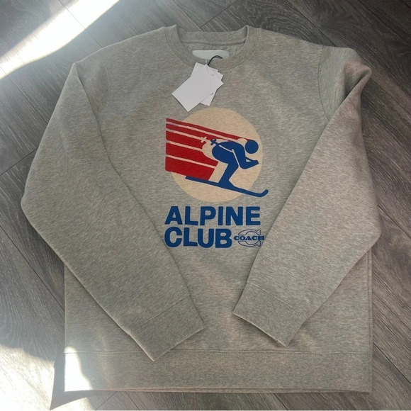 Coach Ski Alpine Club Graphic Crewneck Sweatshirt In Organic Cotton size L - Picture 2 of 6